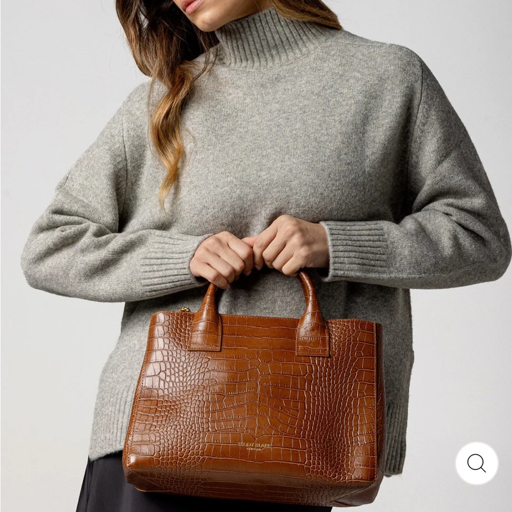 Bella 13” Teddy Blake Tan Croc-Embossed Satchel